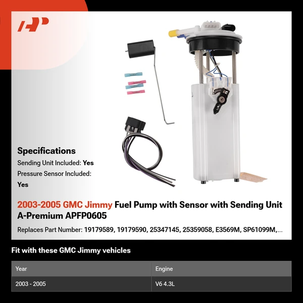 2003-2005 GMC Jimmy Fuel Pump with Sensor with Sending Unit A-Premium APFP0605