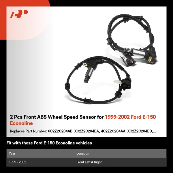 2 Pcs Front ABS Wheel Speed Sensor for 1999-2002 Ford E-150 Econoline