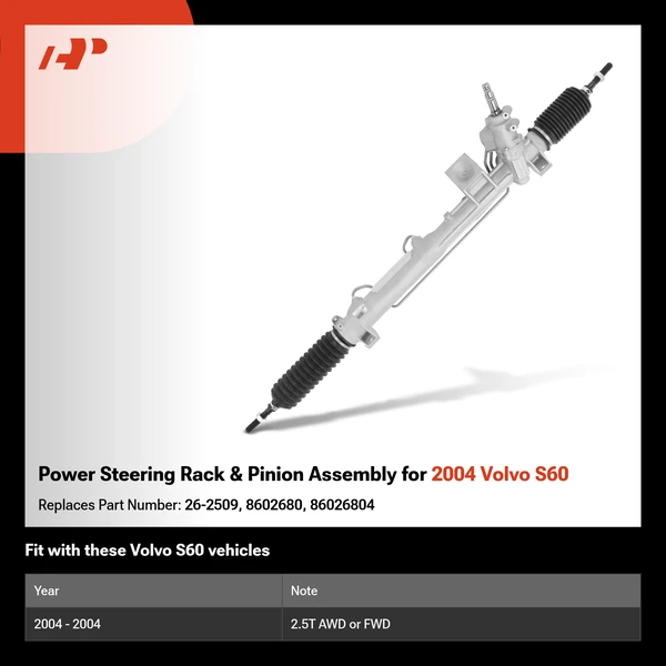 Power Steering Rack & Pinion Assembly for 2004 Volvo S60