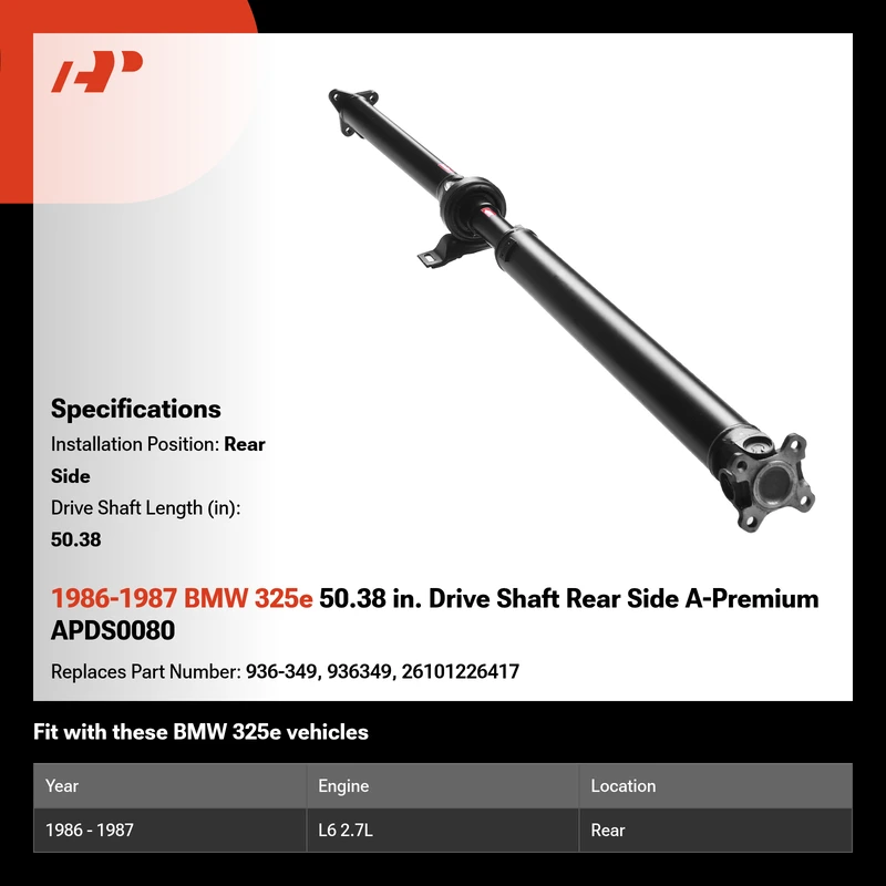 1986-1987 BMW 325e 50.38 in. Drive Shaft Rear Side A-Premium APDS0080