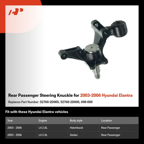 Rear Passenger Steering Knuckle for 2003-2006 Hyundai Elantra