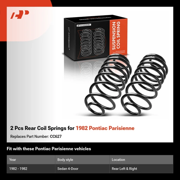 2 Pcs Rear Coil Springs for 1982 Pontiac Parisienne