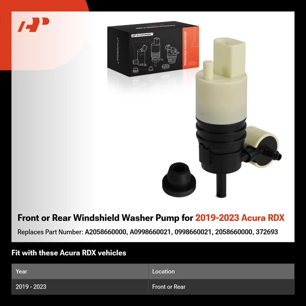 Front or Rear Windshield Washer Pump for 2019-2023 Acura RDX