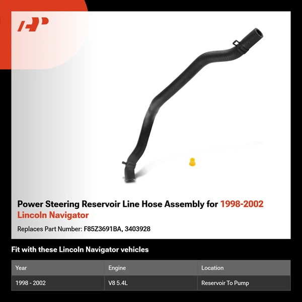 Power Steering Reservoir Line Hose Assembly for 1998-2002 Lincoln Navigator