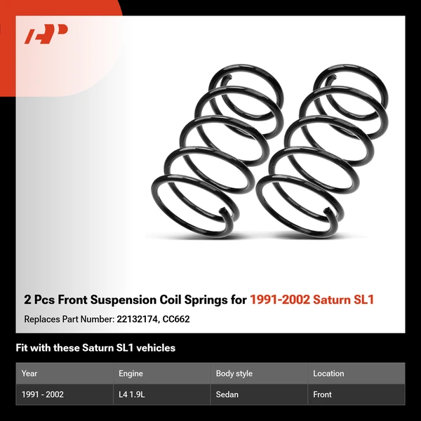 2 Pcs Front Suspension Coil Springs for 1991-2002 Saturn SL1