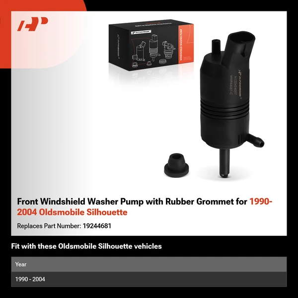 Front Windshield Washer Pump with Rubber Grommet for 1990-2004 Oldsmobile Silhouette