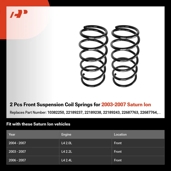 2 Pcs Front Suspension Coil Springs for 2003-2007 Saturn Ion