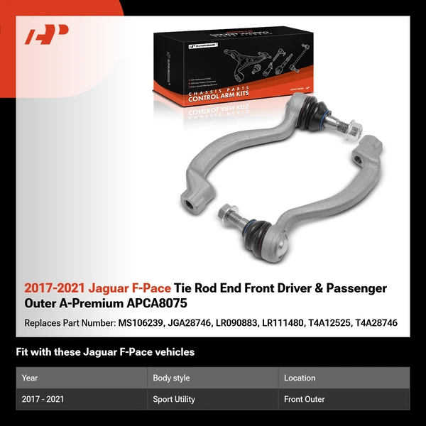 2017-2021 Jaguar F-Pace Tie Rod End Front Driver & Passenger Outer A-Premium APCA8075