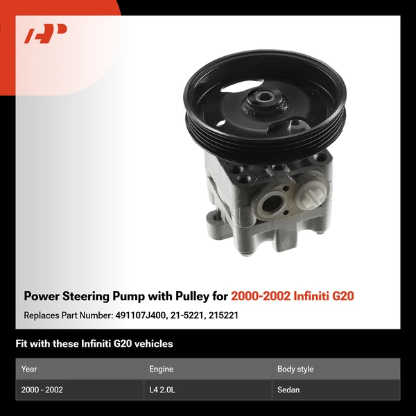 Power Steering Pump with Pulley for 2000-2002 Infiniti G20