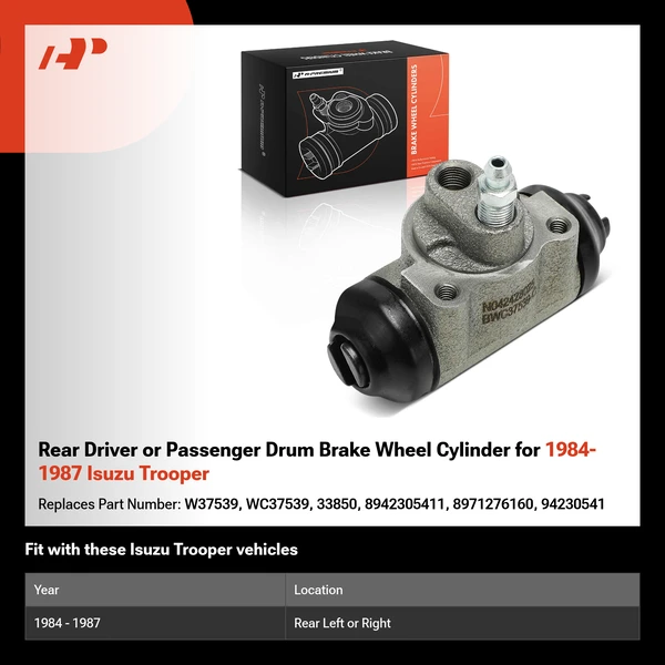 Rear Driver or Passenger Drum Brake Wheel Cylinder for 1984-1987 Isuzu Trooper