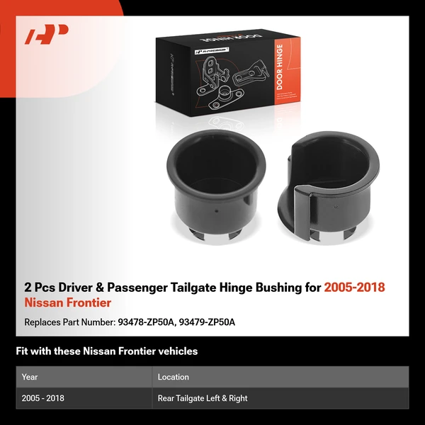 2 Pcs Driver & Passenger Tailgate Hinge Bushing for 2005-2018 Nissan Frontier