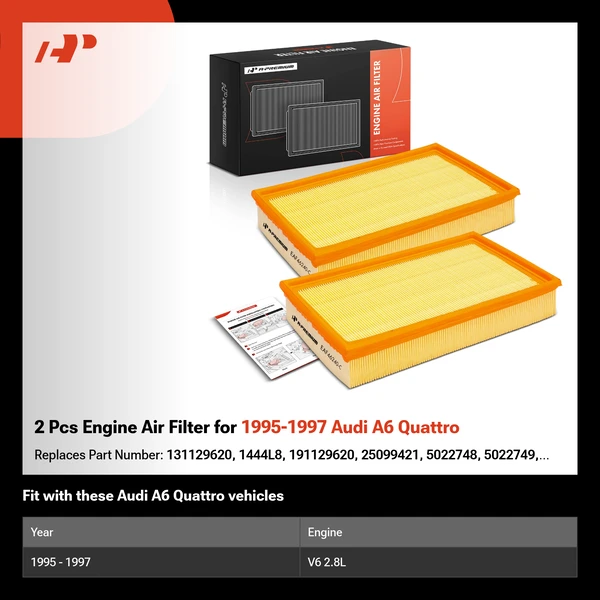 2 Pcs Engine Air Filter for 1995-1997 Audi A6 Quattro
