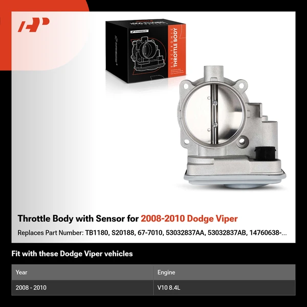 Throttle Body with Sensor for 2008-2010 Dodge Viper