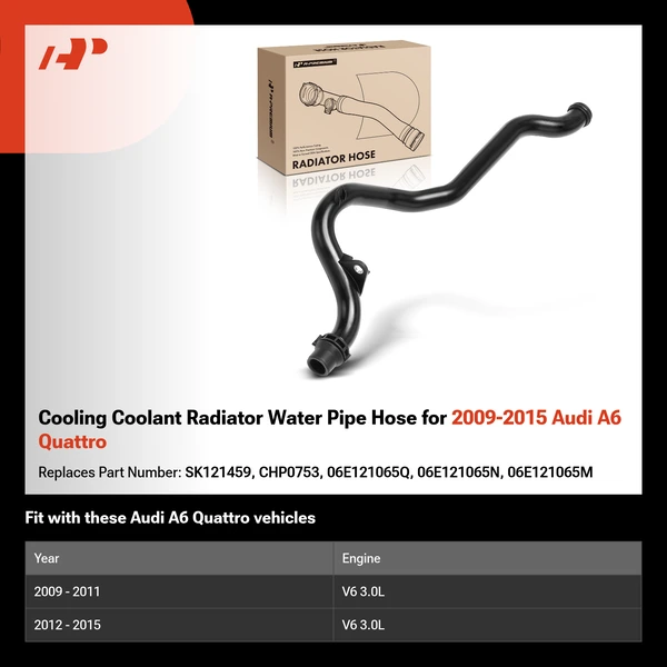 Cooling Coolant Radiator Water Pipe Hose for 2009-2015 Audi A6 Quattro