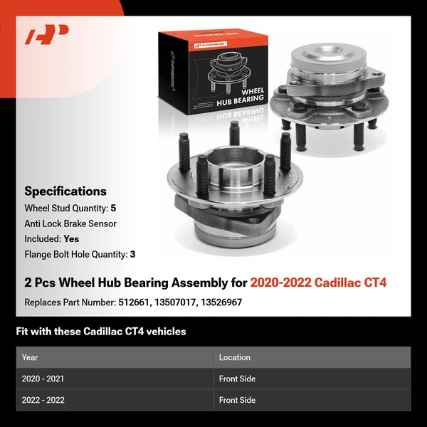 2 Pcs Wheel Hub Bearing Assembly for 2020-2022 Cadillac CT4