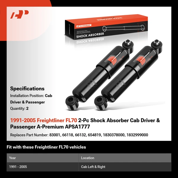 1991-2005 Freightliner FL70 2-Pc Shock Absorber Cab Driver & Passenger A-Premium APSA1777