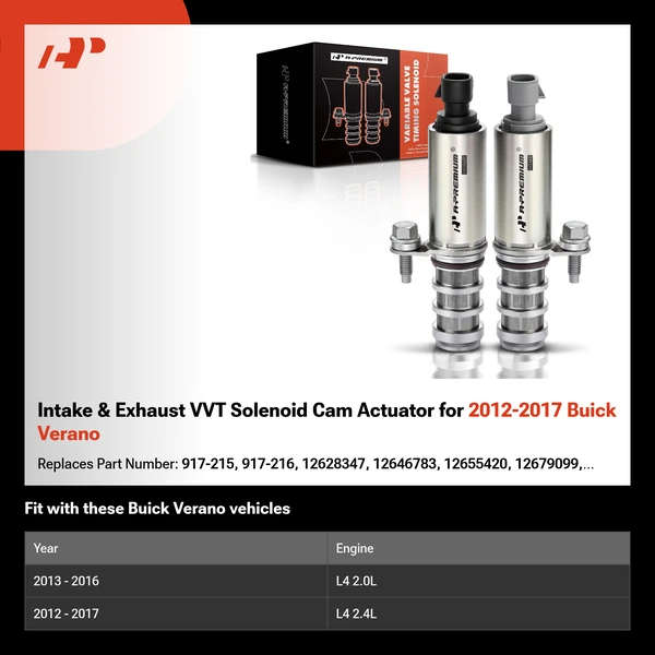 Intake & Exhaust VVT Solenoid Cam Actuator for 2012-2017 Buick Verano