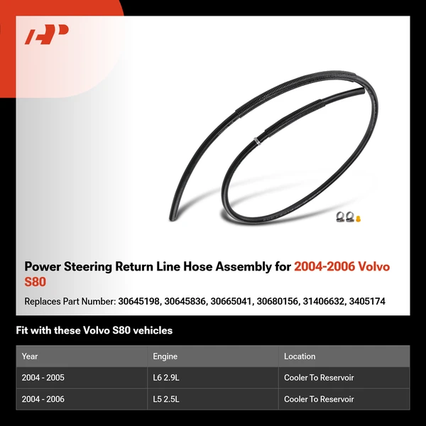 Power Steering Return Line Hose Assembly for 2004-2006 Volvo S80