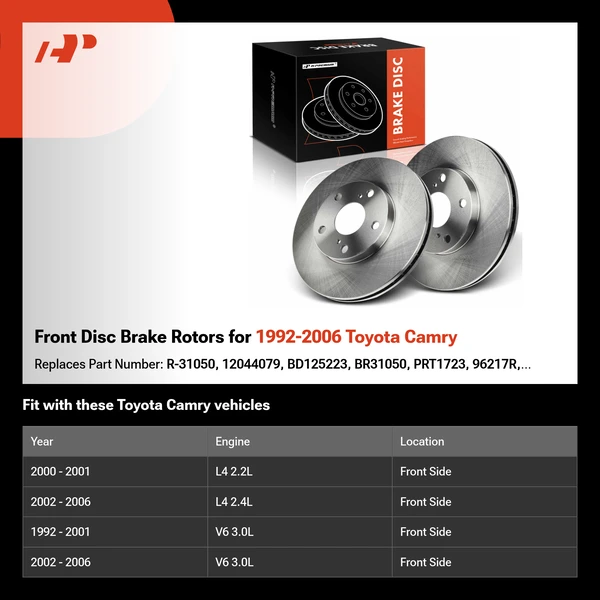 Front Disc Brake Rotors for 1992-2006 Toyota Camry