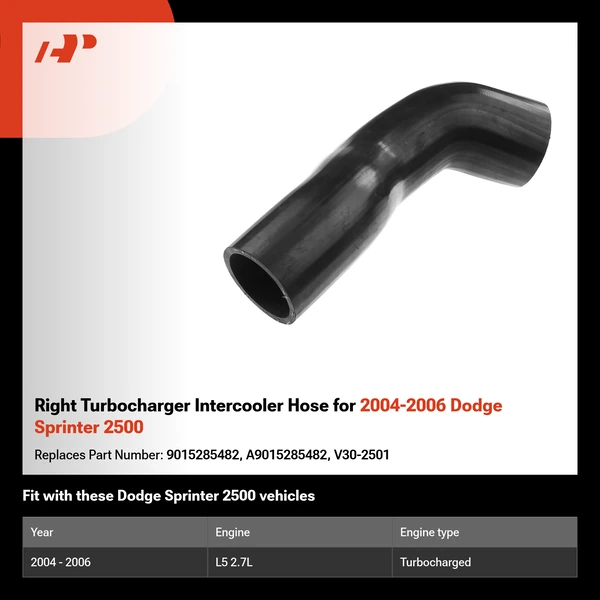 Right Turbocharger Intercooler Hose for 2004-2006 Dodge Sprinter 2500