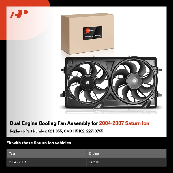 Dual Engine Cooling Fan Assembly for 2004-2007 Saturn Ion