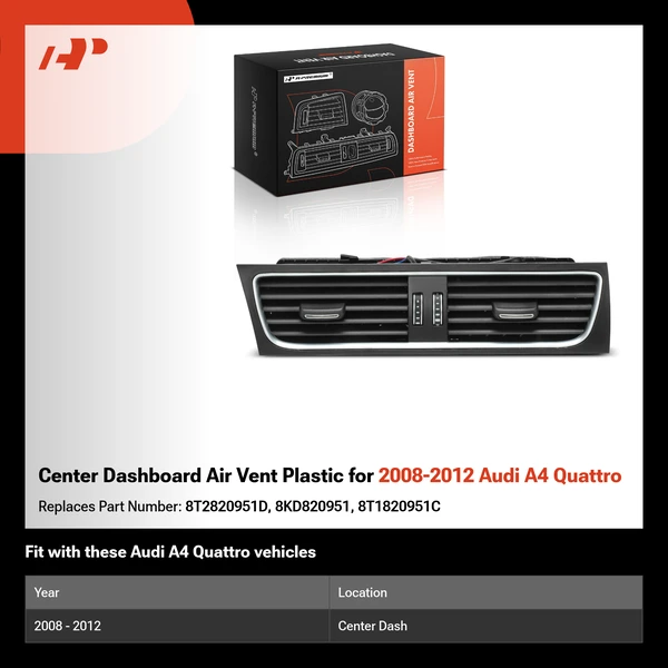 Center Dashboard Air Vent Plastic for 2008-2012 Audi A4 Quattro