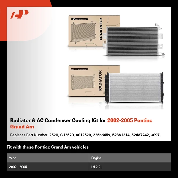 Radiator & AC Condenser Cooling Kit for 2002-2005 Pontiac Grand Am