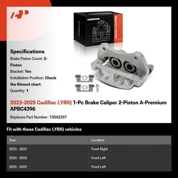 2023-2025 Cadillac LYRIQ 1-Pc Brake Caliper 2-Piston A-Premium APBC4396