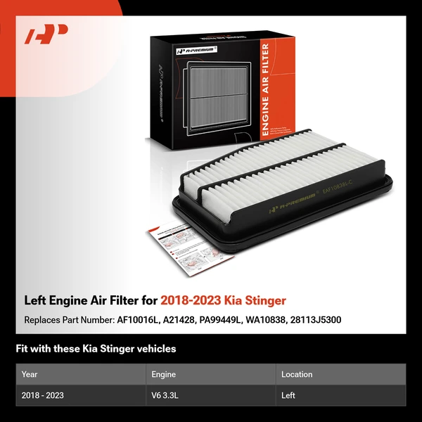 Left Engine Air Filter for 2018-2023 Kia Stinger