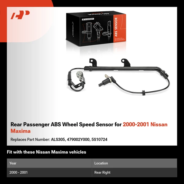 Rear Passenger ABS Wheel Speed Sensor for 2000-2001 Nissan Maxima