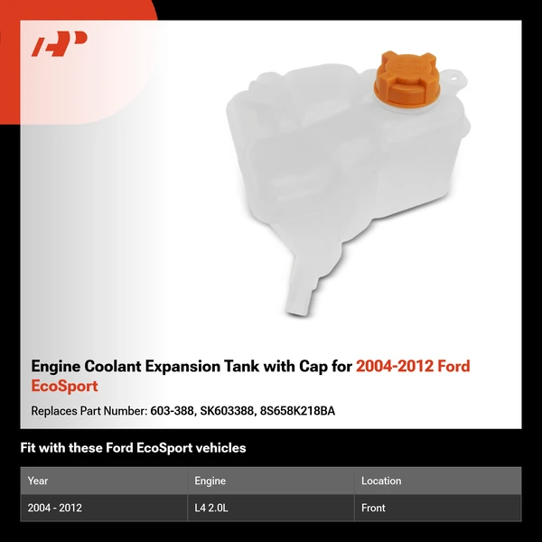 Engine Coolant Expansion Tank with Cap for 2004-2012 Ford EcoSport