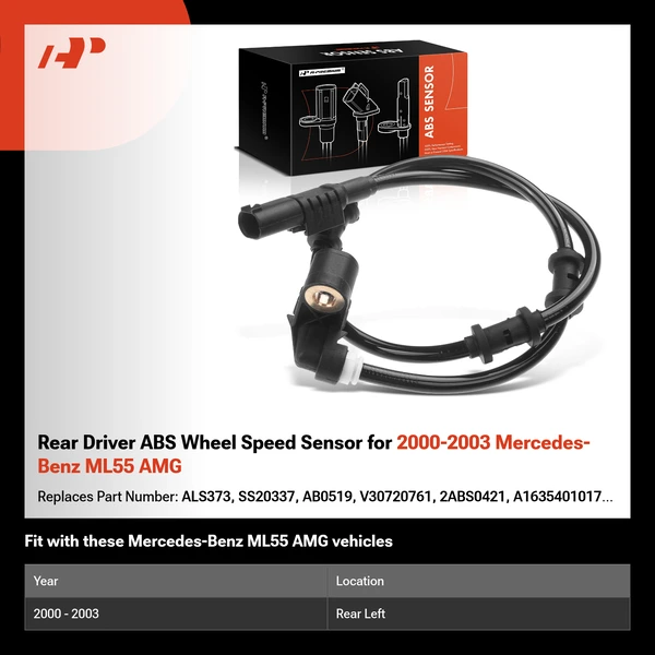 Rear Driver ABS Wheel Speed Sensor for 2000-2003 Mercedes-Benz ML55 AMG