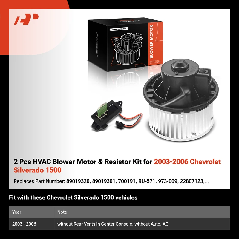 2 Pcs HVAC Blower Motor & Resistor Kit for 2003-2006 Chevrolet Silverado 1500