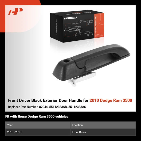 Front Driver Black Exterior Door Handle for 2010 Dodge Ram 3500