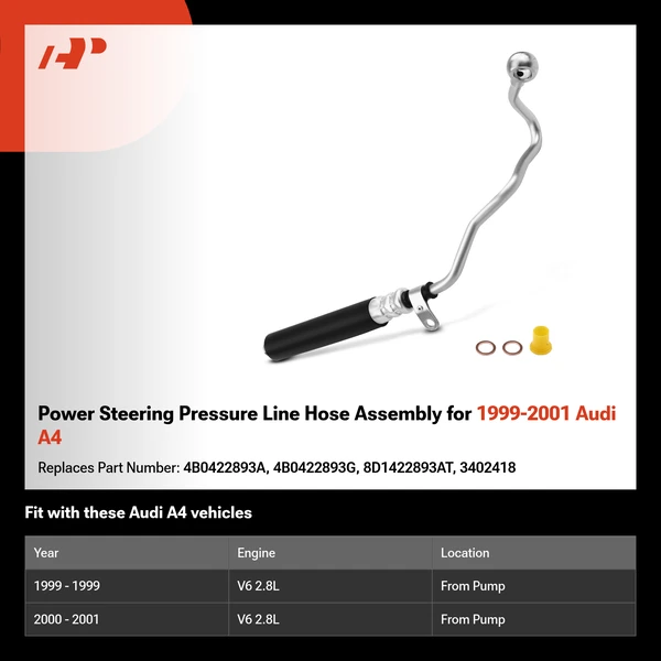 Power Steering Pressure Line Hose Assembly for 1999-2001 Audi A4
