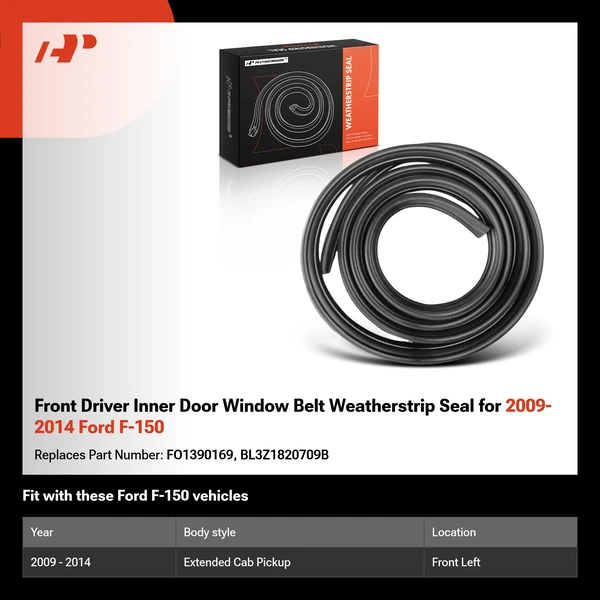 Front Driver Inner Door Window Belt Weatherstrip Seal for 2009-2014 Ford F-150