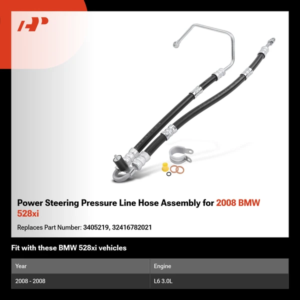 Power Steering Pressure Line Hose Assembly for 2008 BMW 528xi