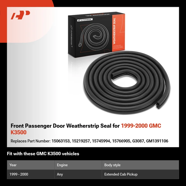 Front Passenger Door Weatherstrip Seal for 1999-2000 GMC K3500