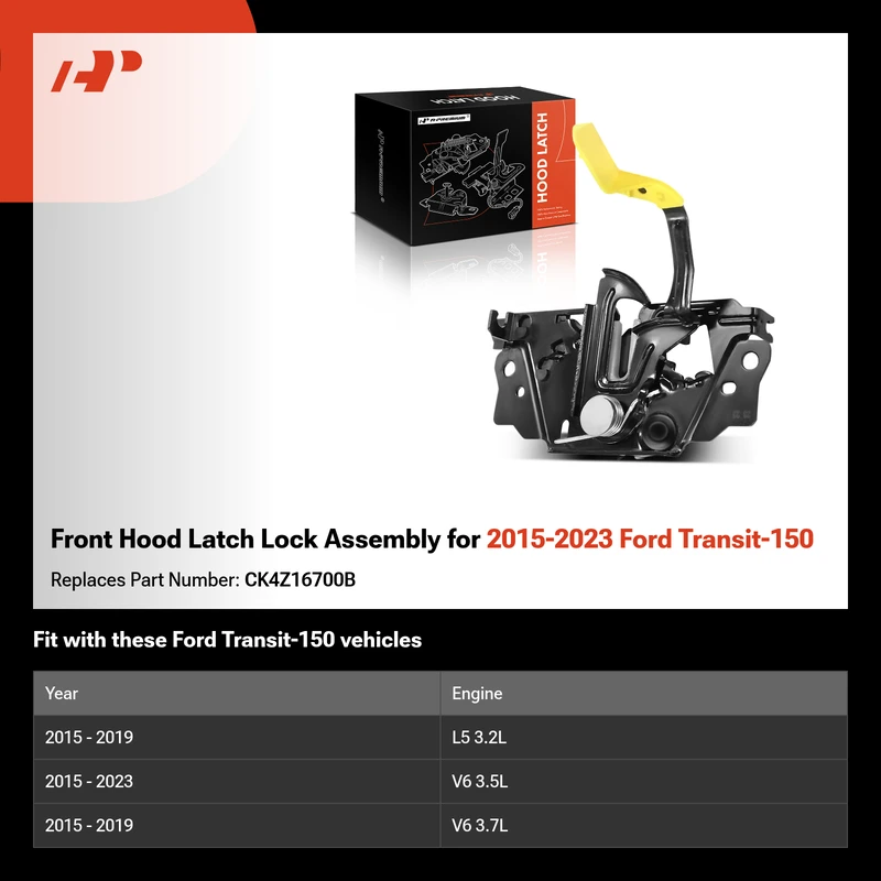 Front Hood Latch Lock Assembly for 2015-2023 Ford Transit-150