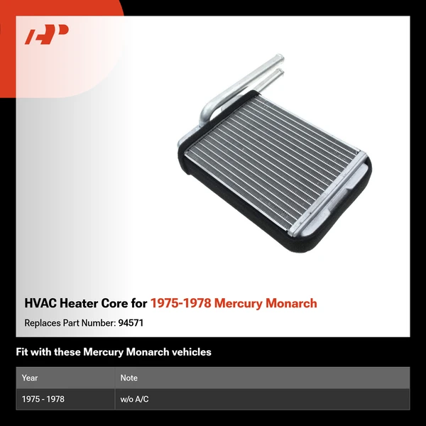 HVAC Heater Core for 1975-1978 Mercury Monarch