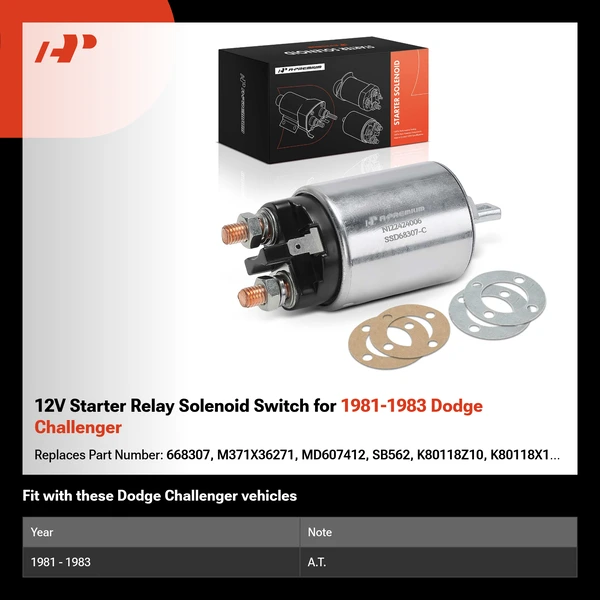 12V Starter Relay Solenoid Switch for 1981-1983 Dodge Challenger