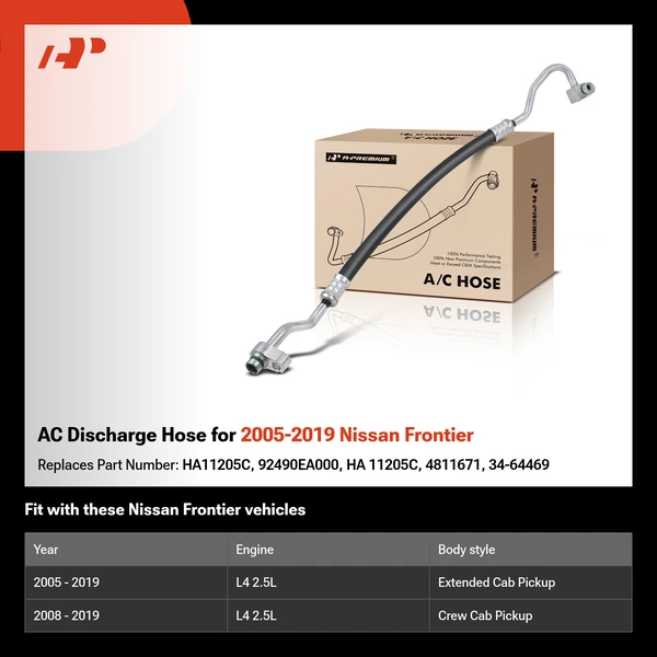 AC Discharge Hose for 2005-2019 Nissan Frontier
