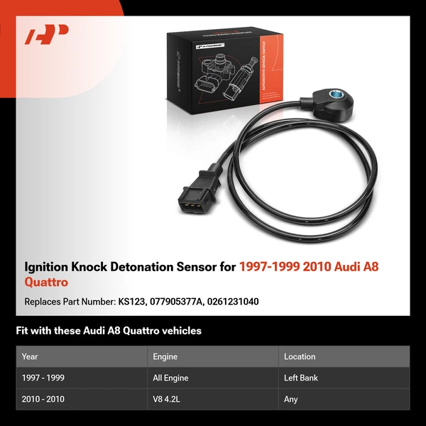 Ignition Knock Detonation Sensor for 1997-1999 2010 Audi A8 Quattro