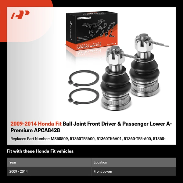 2009-2014 Honda Fit Ball Joint Front Driver & Passenger Lower A-Premium APCA8428