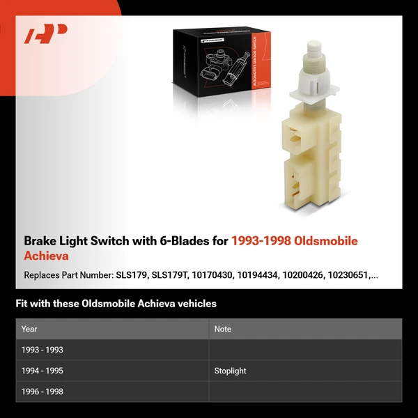 Brake Light Switch with 6-Blades for 1993-1998 Oldsmobile Achieva