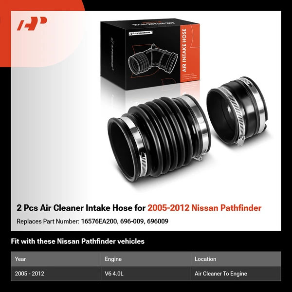 2 Pcs Air Cleaner Intake Hose for 2005-2012 Nissan Pathfinder