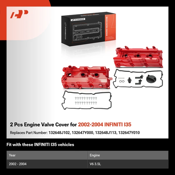 2 Pcs Engine Valve Cover for 2002-2004 INFINITI I35
