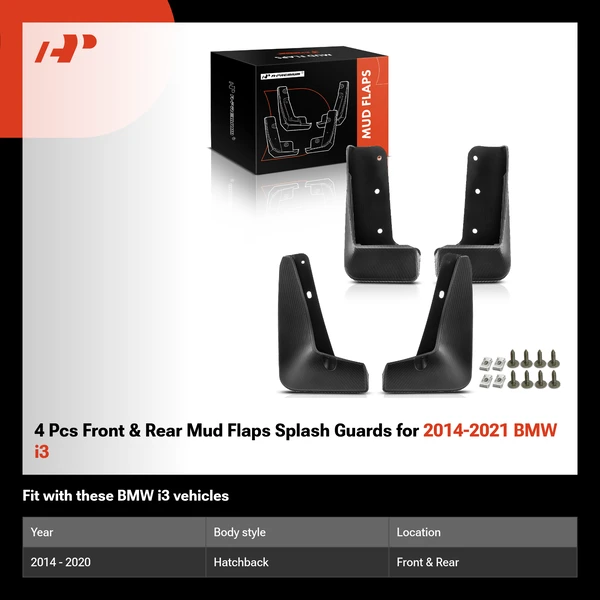 4 Pcs Front & Rear Mud Flaps Splash Guards for 2014-2021 BMW i3