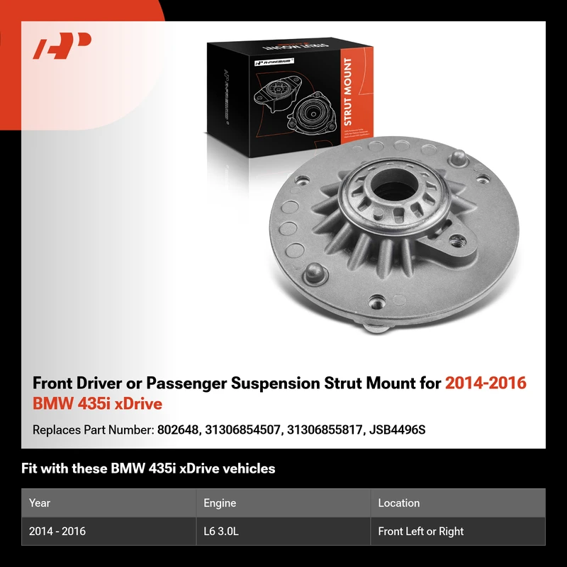 Front Driver or Passenger Suspension Strut Mount for 2014-2016 BMW 435i xDrive