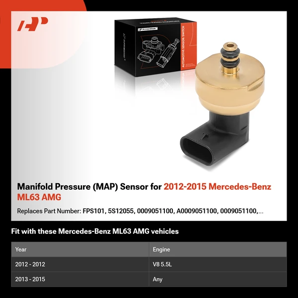 Manifold Pressure (MAP) Sensor for 2012-2015 Mercedes-Benz ML63 AMG